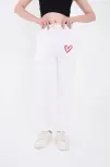 Kadın Üç İplik Pamuklu Baskılı Paçası Lastikli Cepli Eşofman Pantolon - Beyaz Kadın Üç İplik Pamuklu Baskılı Paçası Lastikli Cepli Eşofman Pantolon - Beyaz