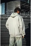 Erkek Tam Fermuarlı Cepli Kapüşonlu 3 İplik Pamuklu Hoodie Sweatshirt - Beyaz