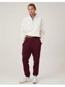 Kadın 3 İplik Pamuklu Oversize Yarım Fermuarlı Yakalı Basic Sweatshirt - Beyaz