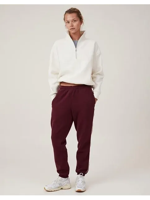 Kadın 3 İplik Pamuklu Oversize Yarım Fermuarlı Yakalı Basic Sweatshirt - Beyaz