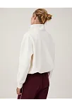 Kadın 3 İplik Pamuklu Oversize Yarım Fermuarlı Yakalı Basic Sweatshirt - Beyaz