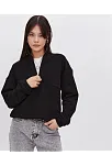 Kadın 3 İplik Pamuklu Oversize Yarım Fermuarlı Yakalı Basic Sweatshirt - Siyah