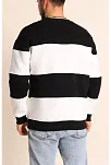 Erkek 3 İplik Pamuklu Parçalı Bisiklet Yaka Sweatshirt - Siyah