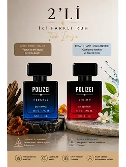 Polizei 2'li Erkek Parfüm Edp 50 Ml Kalıcı Odunsu Ve Fresh Koku