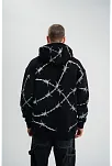 Erkek Kapüşonlu Varak Ve Pano Baskılı Hoodie  Sweatshirt- Siyah
