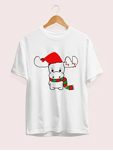 Yılbaşı Noel Ren Geyiği Baskılı Kısa Kollu Oversize Bisiklet Yaka T-shirt - Beyaz Yılbaşı Noel Ren Geyiği Baskılı Kısa Kollu Oversize Bisiklet Yaka T-shirt - Beyaz