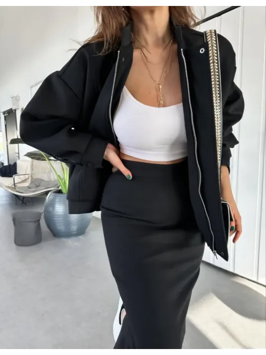 Ryse Kadın Mevsim Kaşe Fermuarlı Ceket Etek Takım Kaşmir Ceket Etekli İkili - Etek Takım Ryse Kadın Mevsim Kaşe Fermuarlı Ceket Etek Takım Kaşmir Ceket Etekli İkili - Etek Takım