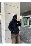 Erkek 3 İplik Samuray Kapüşonlu Zıp Fermuarlı Sweatshirt Hoodie - Siyah