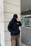 Erkek 3 İplik Samuray Kapüşonlu Zıp Fermuarlı Sweatshirt Hoodie - Siyah