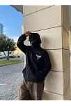 Erkek 3 İplik Samuray Kapüşonlu Zıp Fermuarlı Sweatshirt Hoodie - Siyah