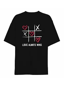 14 Şubat Sevgililer Günü Love Always Wins Baskılı Oversize Bisiklet Yaka T-shirt - Siyah 14 Şubat Sevgililer Günü Love Always Wins Baskılı Oversize Bisiklet Yaka T-shirt - Siyah