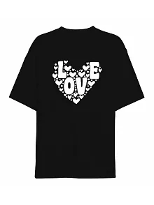 14 Şubat Sevgililer Günü Love Kalp Baskılı Oversize Bisiklet Yaka T-shirt - Siyah 14 Şubat Sevgililer Günü Love Kalp Baskılı Oversize Bisiklet Yaka T-shirt - Siyah