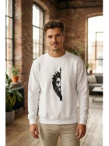 Oversize Bisiklet Yaka Sevgililer Günü Baskılı Sweatshirt - Beyaz
