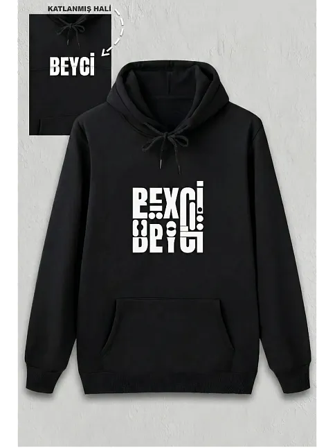 Sevgililer Günü Beyci Hediye Baskılı Oversize Kapüşonlu Sweatshirt - Siyah Sevgililer Günü Beyci Hediye Baskılı Oversize Kapüşonlu Sweatshirt - Siyah