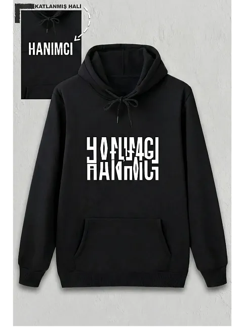 Sevgililer Günü Hanımcı Hediye Baskılı Oversize Kapüşonlu Sweatshirt - Siya Sevgililer Günü Hanımcı Hediye Baskılı Oversize Kapüşonlu Sweatshirt - Siya