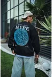 Erkek 3 İplik Pamuklu Bisiklet Yaka Baskılı Sweatshirt - Siyah