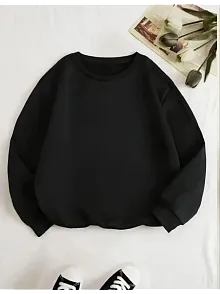 Kadın 3 İplik Pamuklu Bisikilet Yaka Sweatshirt - Siyah