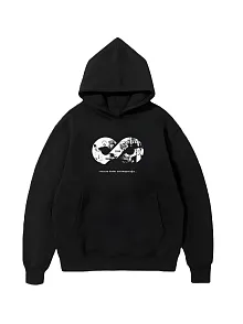 3 İplik Pamuklu Cepli  Kapüşonlu 10 Kasıma Özel Sweatshirt Hoodie - Siyah
