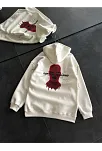 Kadın Kapüşonlu Kanguru Cepli Sweatshirt 3 İplik Pamuklu Baskılı Hoodie - Beyaz