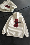 Kadın Kapüşonlu Kanguru Cepli Sweatshirt 3 İplik Pamuklu Baskılı Hoodie - Beyaz
