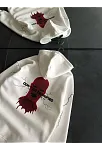 Kadın Kapüşonlu Kanguru Cepli Sweatshirt 3 İplik Pamuklu Baskılı Hoodie - Beyaz