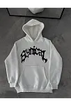 Kadın Kapüşonlu Kanguru Cepli Sweatshirt 3 İplik Pamuklu Baskılı Hoodie -  Beyaz