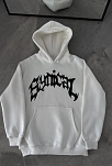 Kadın Kapüşonlu Kanguru Cepli Sweatshirt 3 İplik Pamuklu Baskılı Hoodie -  Beyaz