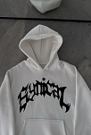 Kadın Kapüşonlu Kanguru Cepli Sweatshirt 3 İplik Pamuklu Baskılı Hoodie -  Beyaz