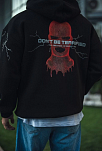 Erkek Kapüşonlu Kanguru Cepli Sweatshirt 3 İplik Pamuklu Baskılı Hoodie -  Siyah