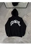 Erkek Kapüşonlu Kanguru Cepli Sweatshirt 3 İplik Pamuklu Baskılı Hoodie - Siyah