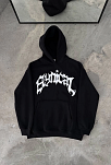 Erkek Kapüşonlu Kanguru Cepli Sweatshirt 3 İplik Pamuklu Baskılı Hoodie - Siyah