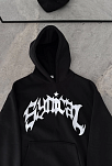 Erkek Kapüşonlu Kanguru Cepli Sweatshirt 3 İplik Pamuklu Baskılı Hoodie - Siyah