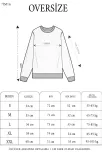 Kadın Oversize Kapüşonlu Cepli Baskılı 3 İplik Pamuklu Hoodie Sweatshirt - Beyaz