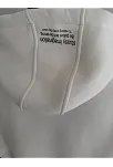 Kadın Oversize Kapüşonlu Cepli Baskılı 3 İplik Pamuklu Hoodie Sweatshirt - Beyaz