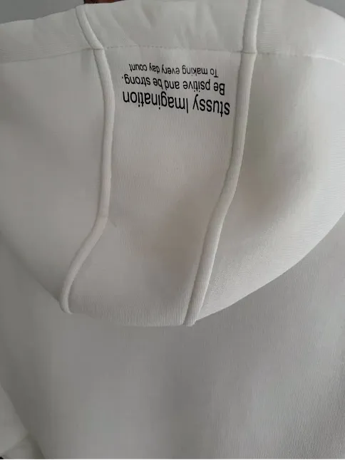 Kadın Oversize Kapüşonlu Cepli Baskılı 3 İplik Pamuklu Hoodie Sweatshirt - Beyaz