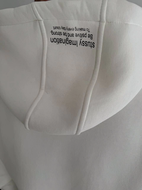 Kadın Oversize Kapüşonlu Cepli Baskılı 3 İplik Pamuklu Hoodie Sweatshirt - Beyaz