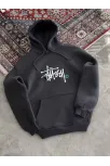 Kadın Oversize Kapüşonlu Cepli Baskılı 3 İplik Pamuklu Hoodie Sweatshirt - Füme Kadın Oversize Kapüşonlu Cepli Baskılı 3 İplik Pamuklu Hoodie Sweatshirt - Füme