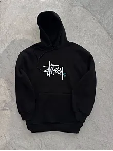 Kadın Oversize Kapüşonlu Cepli Baskılı 3 İplik Pamuklu Hoodie Sweatshirt - Siyah