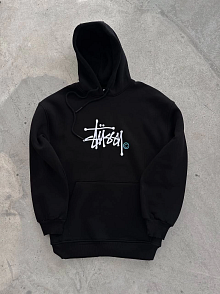 Kadın Oversize Kapüşonlu Cepli Baskılı 3 İplik Pamuklu Hoodie Sweatshirt - Siyah
