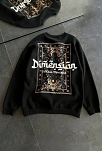Kadın 3 İplik Pamuklu Bisiklet Yaka Baskılı Sweatshirt - Siyah