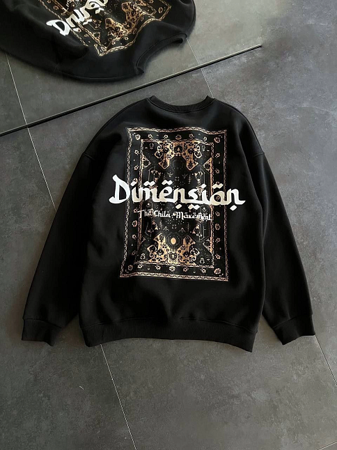 Kadın 3 İplik Pamuklu Bisiklet Yaka Baskılı Sweatshirt - Siyah
