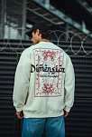 Erkek 3 İplik Pamuklu Bisiklet Yaka Baskılı Sweatshirt - Beyaz