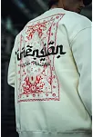 Erkek 3 İplik Pamuklu Bisiklet Yaka Baskılı Sweatshirt - Beyaz