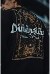 Erkek 3 İplik Pamuklu Bisiklet Yaka Baskılı Sweatshirt - Siyah