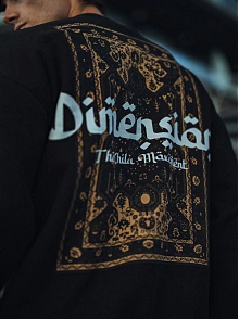 Erkek 3 İplik Pamuklu Bisiklet Yaka Baskılı Sweatshirt - Siyah