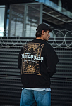 Erkek 3 İplik Pamuklu Bisiklet Yaka Baskılı Sweatshirt - Siyah