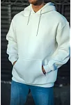 Erkek 3 İplik Pamuklu Kapüşonlu Basic Sweatshirt Hoodie - Beyaz