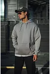 Erkek 3 İplik Penye Kapüşonlu Basic Sweatshirt Hoodie - Boyalı Gri