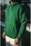 Erkek 3 İplik Pamuklu Kapüşonlu Basic Sweatshirt Hoodie - Haki