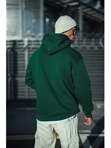 Erkek 3 İplik Pamuklu Kapüşonlu Basic Sweatshirt Hoodie - Haki